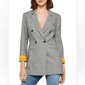 BCBGMAXAZRIA  Gray Plaid Double Breasted Jacket Blazer Size Small